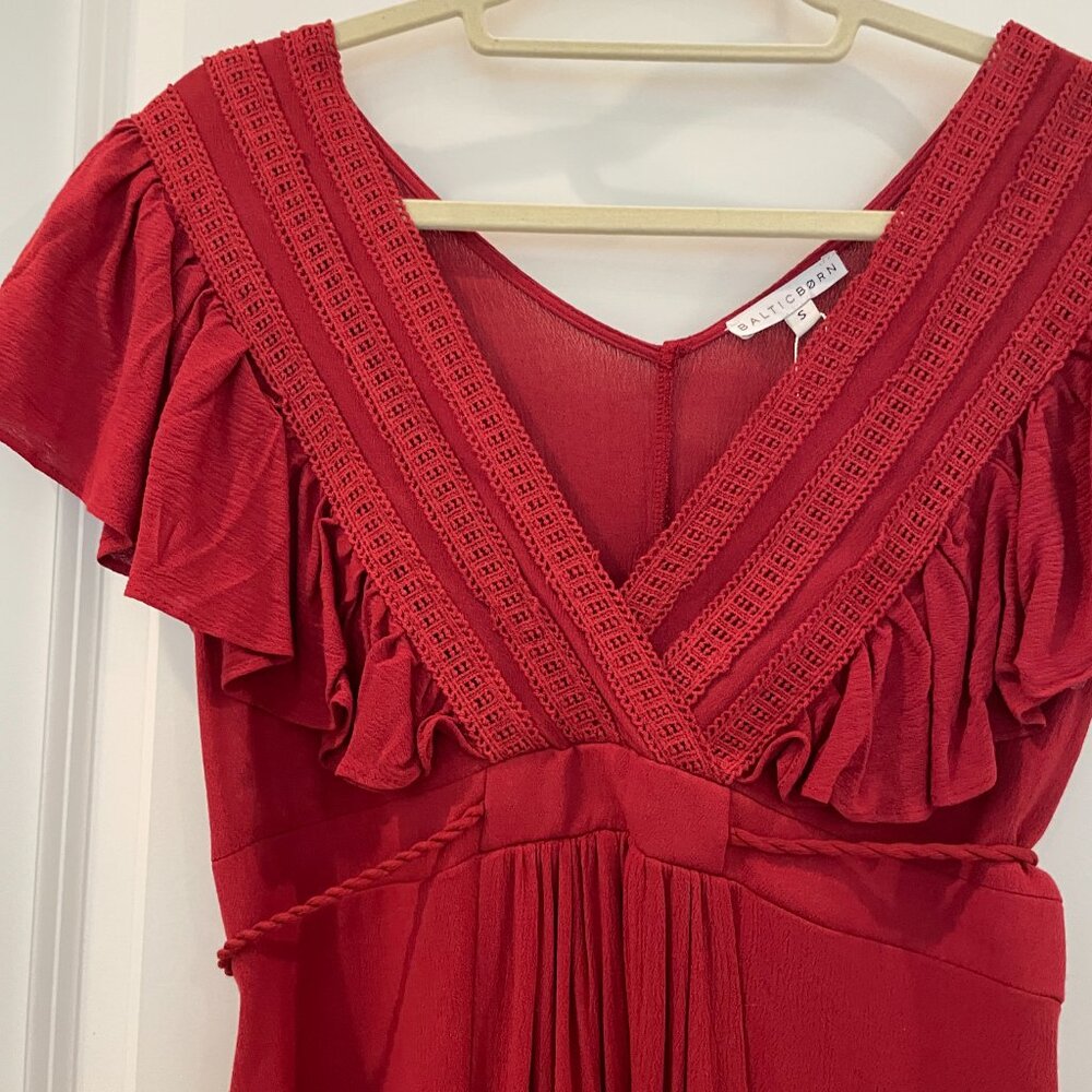 NWT Baltic Born Jennifer Deep V Maxi Red Dress Size Small - Picture 4 of 15